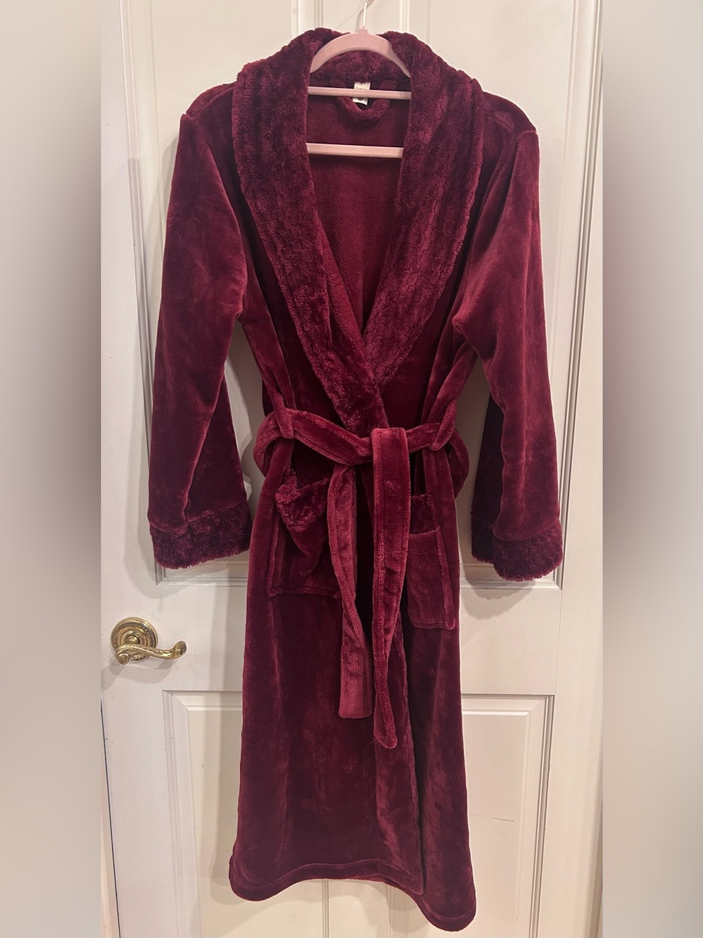 SleepWear Plush Fleece Robe Burgundy Wine — Women's M — Like New